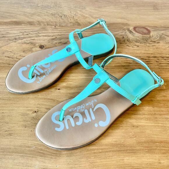 Circus Sam Edelman Womens Sandals Sz 10M Cayden Mint Green T-Strap Buckle Thong - Picture 2 of 9